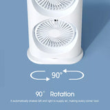 Portable Cooling Fan Dual Heads Air Conditioner Tower Fan with Mist Spray