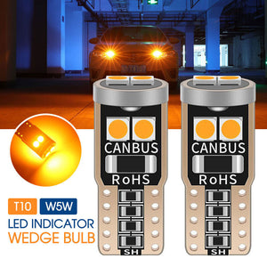 2X AMBER T10 W5W 3030 LED W5W CANBUS INDICATOR REPEATER LIGHT BULB ERROR FREE