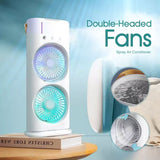 Portable Cooling Fan Dual Heads Air Conditioner Tower Fan with Mist Spray