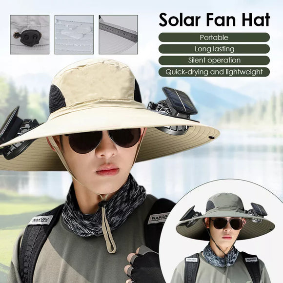 Solar Roof Men's Big Hat Roof Charging Fan Summer Hat Roof Top Fisherman's Hat