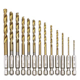 13 PCS Quick Change Hex Shank Drill Bits Set HSS Steel Wood Timber Drilling