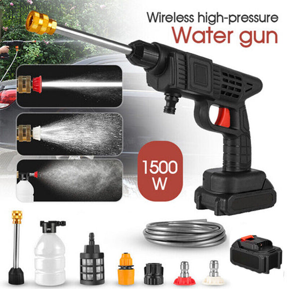 1500W Cordless Electric High Pressure Water Spray Car Gun Portable Washer Clean