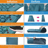 Double Self-Inflating Mattress Sleeping Mat with Built-in Pillow