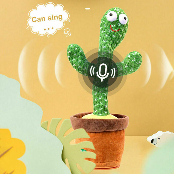 Bring Joy Dancing Cactus Plush Toy Doll USB Electronic Recording Shake With Song