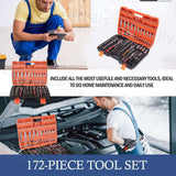 172Pcs Ratchet Spanner Socket Set 1/2" 1/4" 3/8" DIY Tool Kit Wrench Toolbox