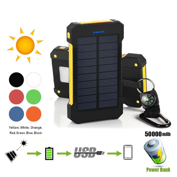 50000mah Solar Power Bank Portable External Battery Dual USB Phone Charger