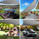 4x6M 320GSM Sun Shade Sail Cloth Canopy Outdoor Awning Rectangle Square Grey Sand