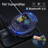 Bluetooth 5.0 Radio Car Kit Wireless FM Transmitter Dual USB Charger MP3 Player