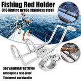 Stainless Steel Rod Holder Rail Mount Wire Fishing Boat Marine Grade 2PCS