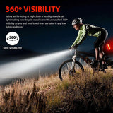 Bike Front Rear Light USB Rechargable Lamp Flashlight Bicycle LED