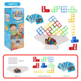 48/96x Tetra Tower Balance Stacking Blocks Game Team Toys Xmas Gifts Kids Adults