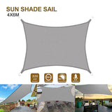 4x6M 320GSM Sun Shade Sail Cloth Canopy Outdoor Awning Rectangle Square Grey Sand