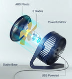 8Inch USB Powerful Silent Cooling Desk Fan Portable USB Fan 360°