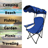 Canopy Chair Foldable W/ Sun Shade Beach Camping Folding Outdoor Fishing