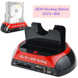 HDD Docking Station Dual 2.5" 3.5" SATA IDE Hard Disk Drive Dock OTB Card Reader