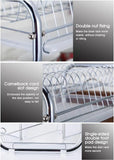 3-Tier Stainless Steel Dish Drying Rack with Cutlery Holder & Cup Hooks