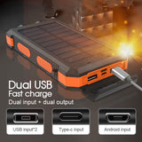 10000mAh Waterproof Solar Power Bank 2 USB LED External Backup Battery Charger