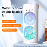Portable Cooling Fan Dual Heads Air Conditioner Tower Fan with Mist Spray