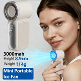 3000mah Mini Portable Ice Fan with Smart LED Display–Handheld Turbo Cooling Fan