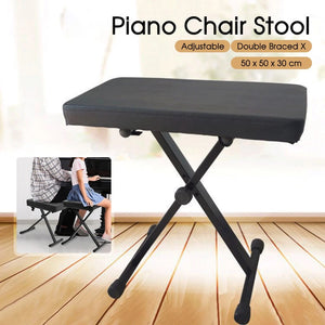 Height Adjustable Double X Frame Padded Piano Stool Stool 50x50x30cm