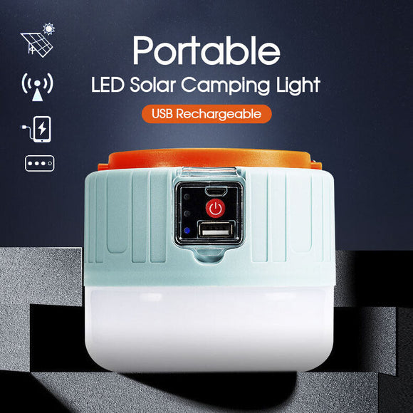 Portable Rechargeable LED Solar Camping Light Lantern Outdoor Tent Lamp USB