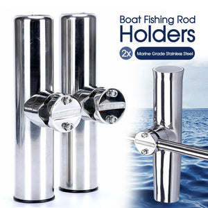 2x Marine Grade Stainless Steel Boat Fishing Rod Holders 7/8"-1"