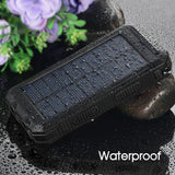 10000mAh Waterproof Solar Power Bank 2 USB LED External Backup Battery Charger