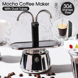 2 Cup Stainless Steel Coffee Maker Pot Stove Top Espresso Brewer