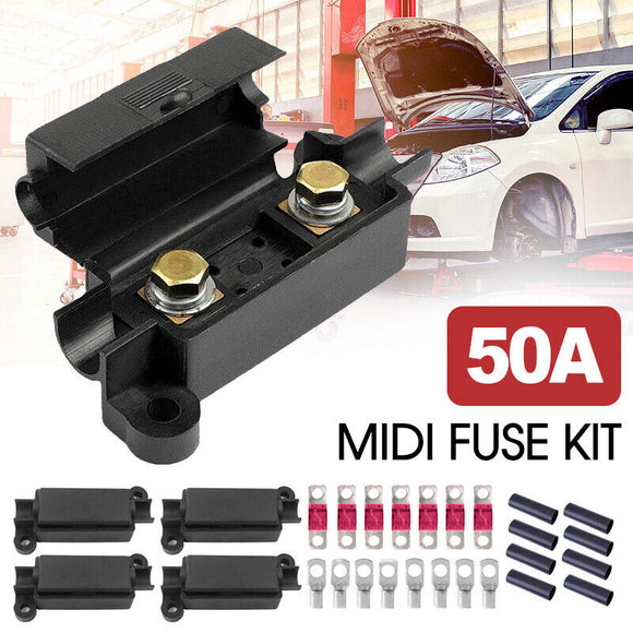 50A MIDI FUSE KIT 4 ANS Holder 7 x 50 AMP Fuses to suit Redarc BCDC Dual Battery