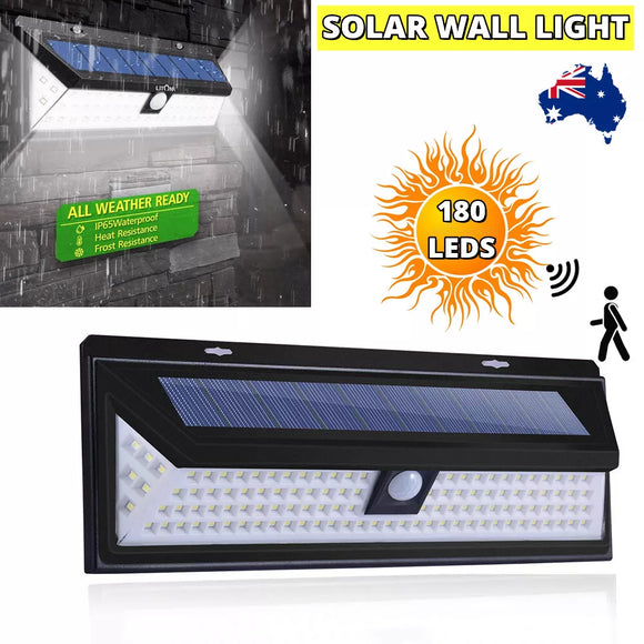 180 LED Solar Motion Sensor Light Outdoor Garden Yard Wall Security Flood Lamp