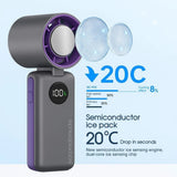 6000mah Portable Mini Semiconductor Ice Fan with LED Display Core Cooling Fan