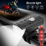 Bike Front Rear Light USB Rechargable Lamp Flashlight Bicycle LED