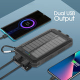 10000mAh Waterproof Solar Power Bank 2 USB LED External Backup Battery Charger