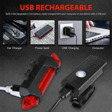 Bike Front Rear Light USB Rechargable Lamp Flashlight Bicycle LED