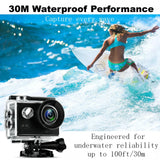 4K Action Camera Waterproof Sports Cam 20MP WiFi 64GB SD Card 17pc Accessory Kit