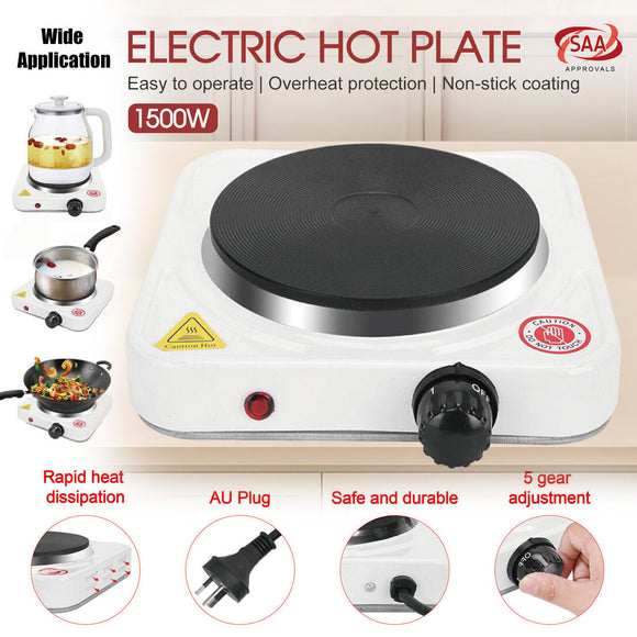 Electric Single Hob/Hot Plate,1500W Skid Proof Feet, Thermostatically Controlled