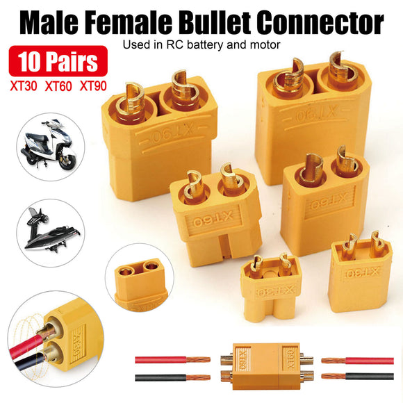 10 Pairs XT30 XT60 XT90 Male Female Bullet Connector Plug for Lipo Battery DF