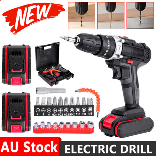 Electric Cordless Drill Driver Tools Screwdriver Set with /2 Lithium Batteries