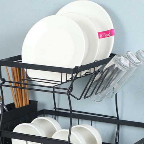 Detachable Dish Drying Rack 2 Tier Drainboard Cutlery Drainer Organize ...