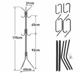 3-Tier Hat Clothes Rack Metal 12 Hook Coat Hanger Stand