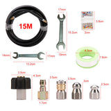 15M High Pressure Washer Hose Pipe Sewer Drain Cleaning Cleaner Kit Set 5800PSI