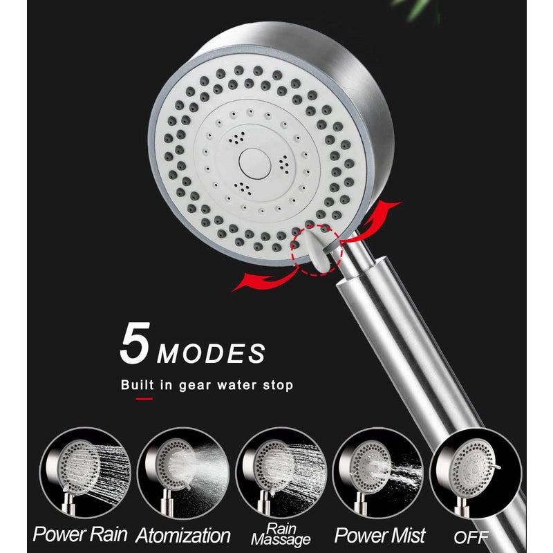 Stainless Steel 5 Gear Adjustable Shower Head with 1.5m Hose – www ...