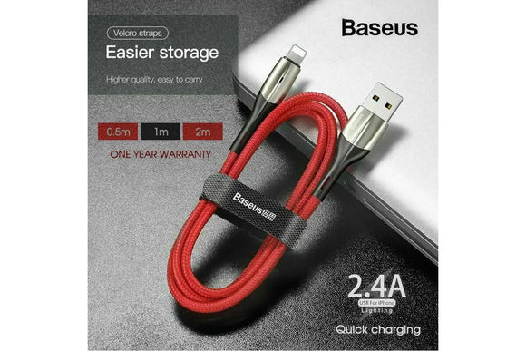Baseus Cable Fast Charging Charger Cord for iPad iPhone XS XR 8 7 6 Red 2M