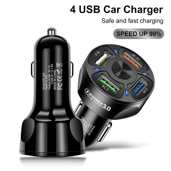 12V Car Cigarette Lighter Socket Dual QC3.0 USB Ports Fast Charger Power Adapter