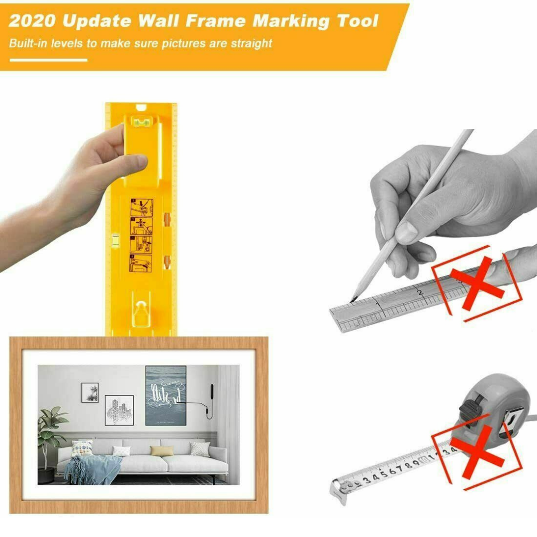 Picture Hanging Kit Set w/ Hanging Level Ruler DIY Photo Frame Hanging