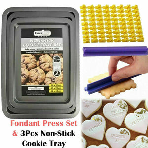 Value Set of 3pce Cookie Tray & Fondant Letter and Number Impress Set