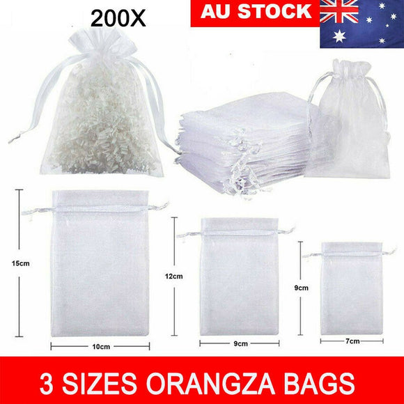 200X Organza Bag Sheer Bags Jewelry Wedding Candy Packaging Gift 3 Sizes