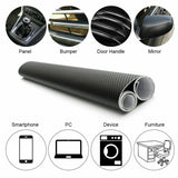 6D Gloss Black Carbon Fibre Fiber Vinyl Car Wrap Air Release Film 1.52M x30cm