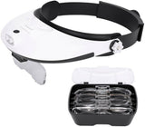 Jeweler Magnifier Head-Mounted Headband Light 2 LED Lamp Magnifying Lens Glass