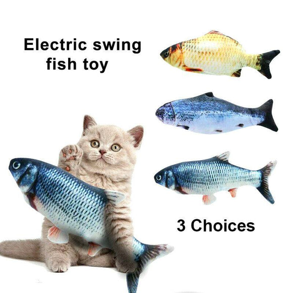Electric Dancing Fish Kicker Cat Toy Wagging Realistic Moves USB Rechargeable